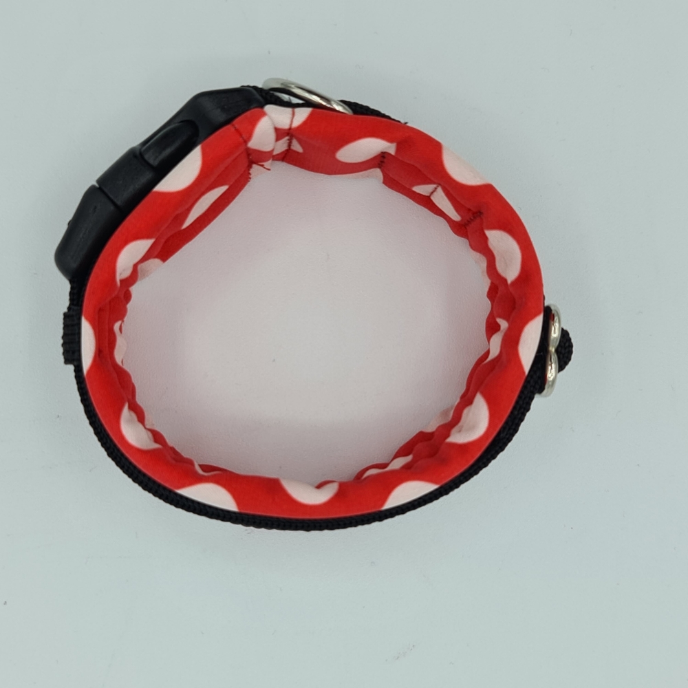 Halsband schwarz & rot mit weißen Punkten
